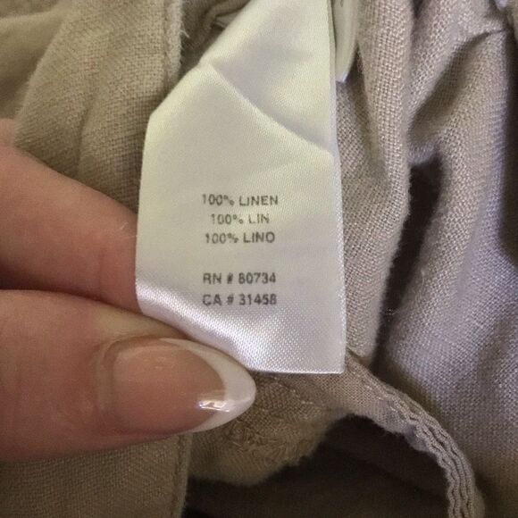 BCBGMaxAzria Tan 100% Linen Cargo Bermuda Shorts Classic Style - Picture 5 of 5